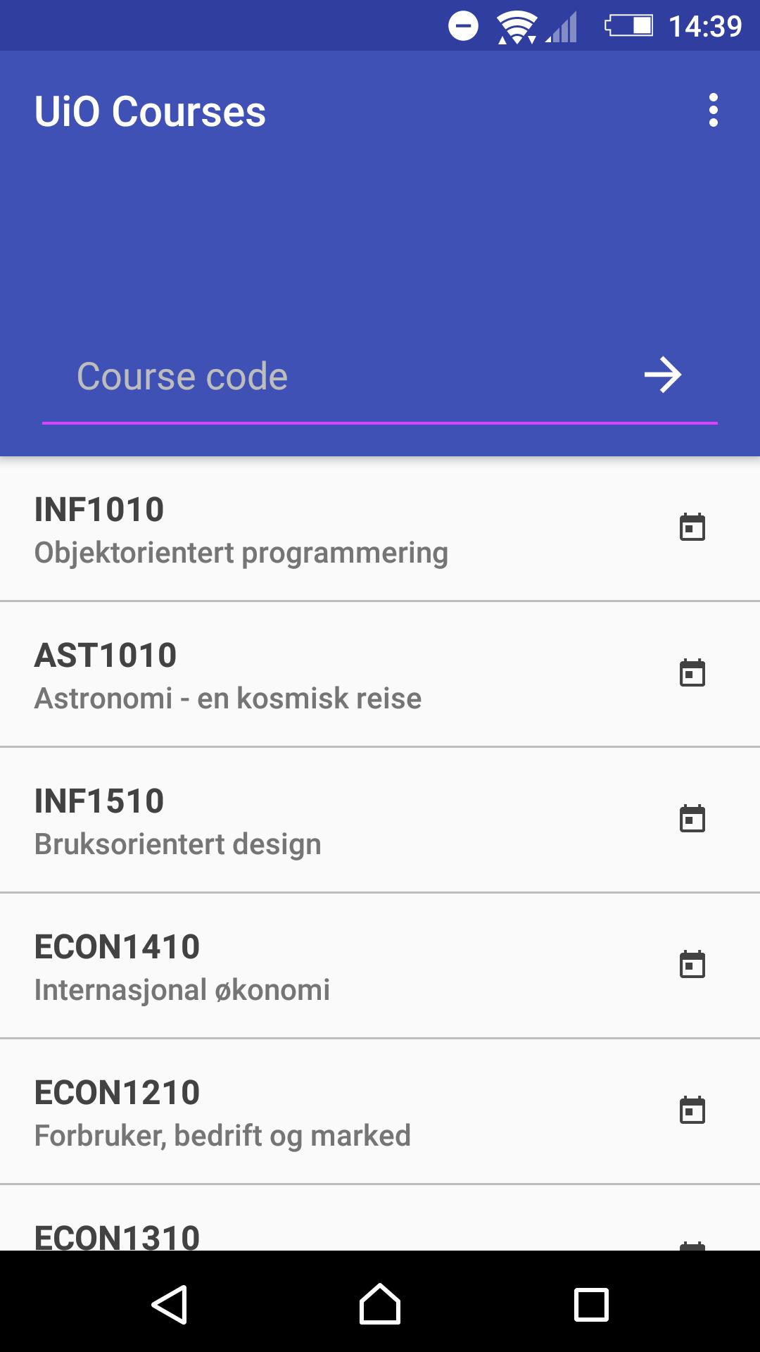 Course info at UiO