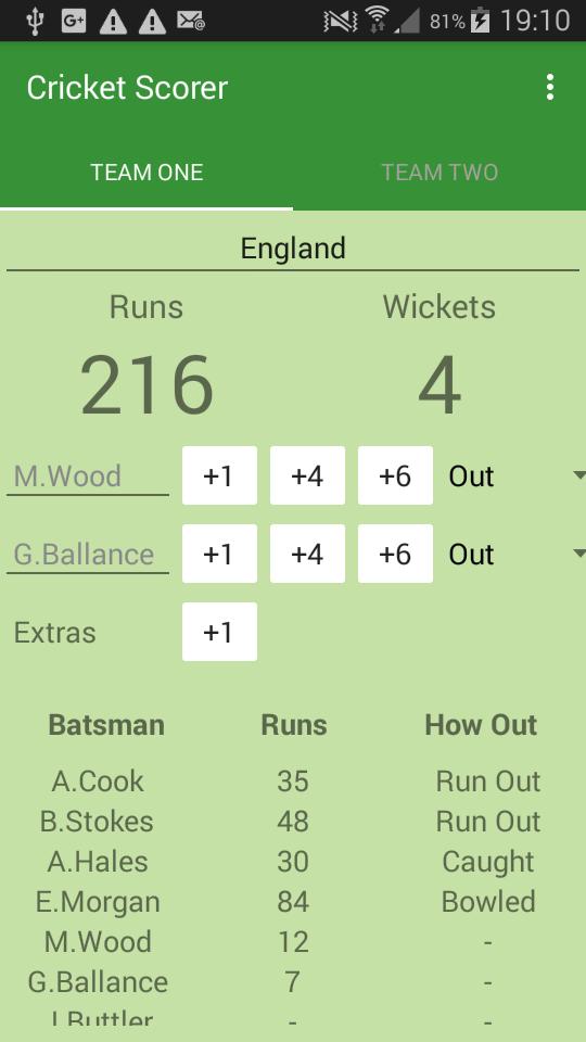 Simple Cricket Scorer