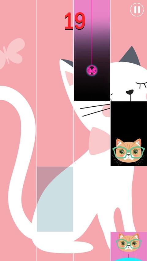 Cat Pink Piano Tiless